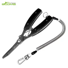 Booms Fishing F1 Stainless Steel Fishing Pliers Saltwater Resistant 5-in-1 Multi Function Cut Line Braid and Remove Cooks Black