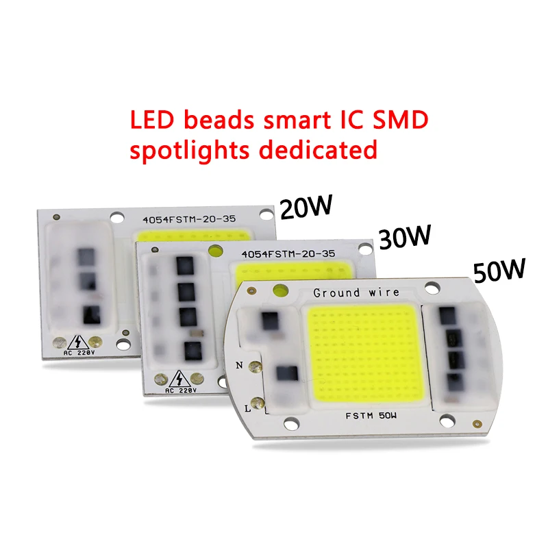 10ps 50W LEDs Floodlights COB Chip Warm White 220V Input Integrated Smart IC