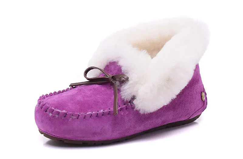 Женская обувь зимние сапоги на натуральном меху зимние сапоги из натуральной кожи женские Теплые ботильоны из натуральной шерсти Женская обувь - Цвет: purple