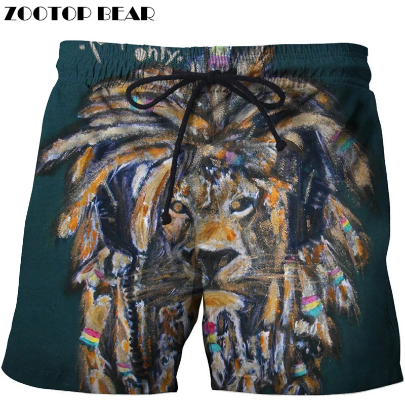 Мужские шорты для 3D принтера Dreadlock Lion дышащая пляжная брендовая одежда свободные