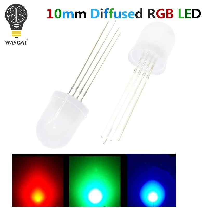 

20PCS 10mm Full colors Diffused RGB LED Common Cathode 20mA 3 Colors Red Green Blue 4 Pin 10 mm Light-Emitting Diode LED Lamp