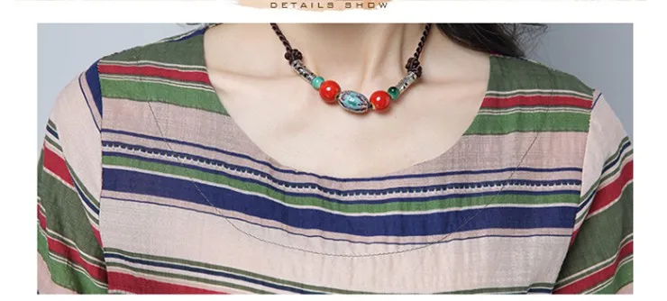 Cotton Linen Blouse Shirt Female Colourful Striped Tops Ladies 2018 New Summer Short Sleeve Women Shirts Rayas Blusas Mujer Mode (11)