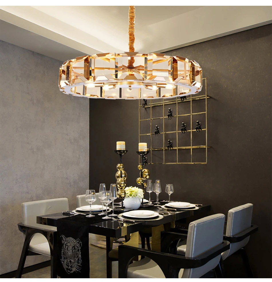 Youlaike Роскошная Современная хрустальная люстра для гостиной, высокое качество, золотой подвесной светильник, круглый светодиодный светильник
