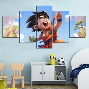 

5 Piece Lovely Kid Goku Pictures Dragon Ball Anime Pictures Game Poster Wall Art for Home Decor