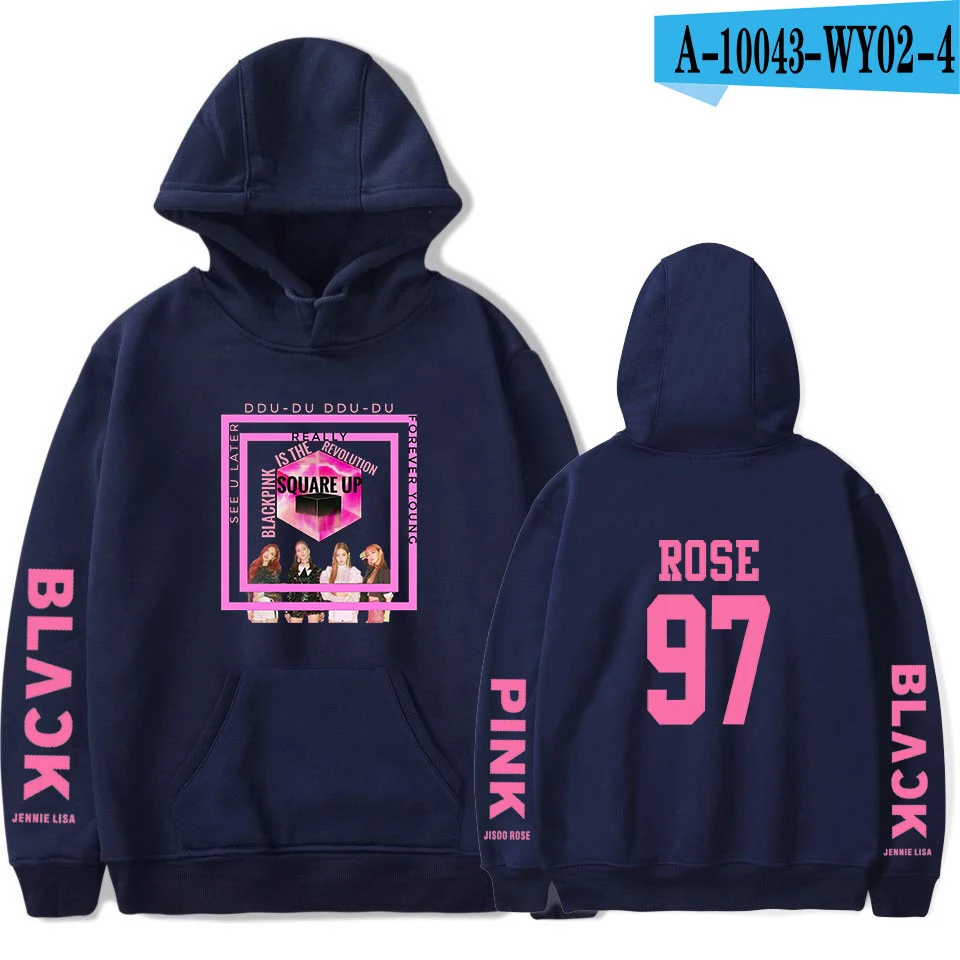 navy blue WEJNXIN Kpop черная розовая кофта Айдол унисекс член Changbin модная теплая мягкая женская толстовка хип-хоп одежда - Цвет: navy blue
