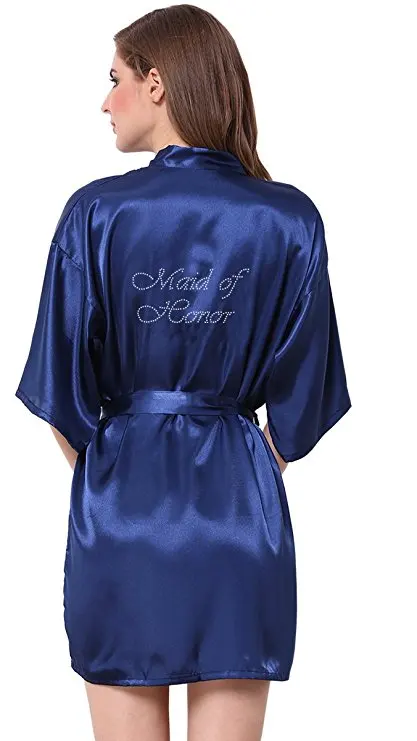 Модные шелковые невесты халат сексуальный Для женщин короткие свадебные кимоно халаты пижамы Ночная рубашка платье женщина халат пижамы