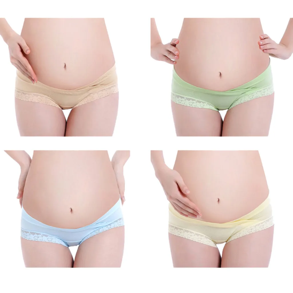 Intimates4 шт Для женщин беременности и родам Кружева беременных v-образной формы с низкой талией pettipant мягкий xxxl-l Большие размеры Для женщин s одежда L325
