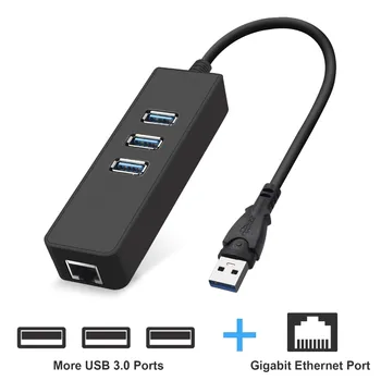 

For Macbook LaptopUSB 3.0 Ethernet Adapter with 3 Ports USB 3.0 HUB USB rj45 Gigabit Ethernet Lan 10/100/1000 Mbps Network Card