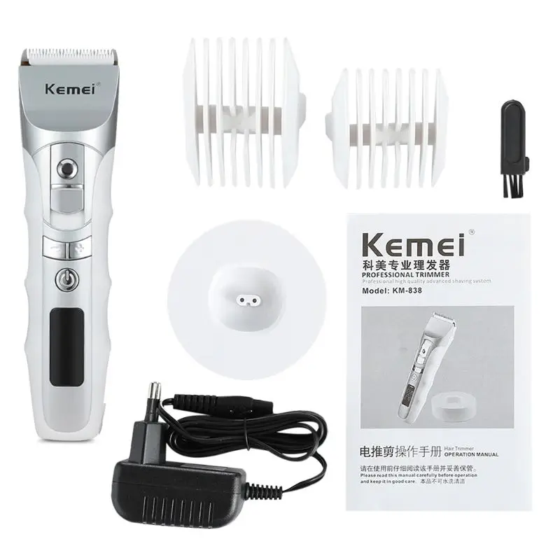 

New Kemei KM-838 Rechargeable Hair Clipper Haircut Electric Trimmer with LCD Display for Men Hair Clipper Styling Accessory
