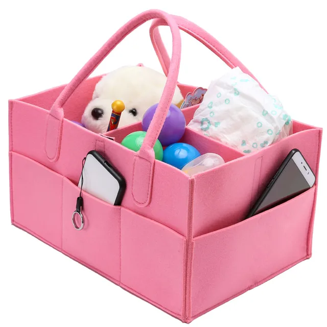 Baby Diaper Caddy Removable Dividers Nursery Storage Bin Felt Baby Diaper Caddy Removable Dividers Nursery Storage Bin Felt Portable Organizer Bag Basket For Closet