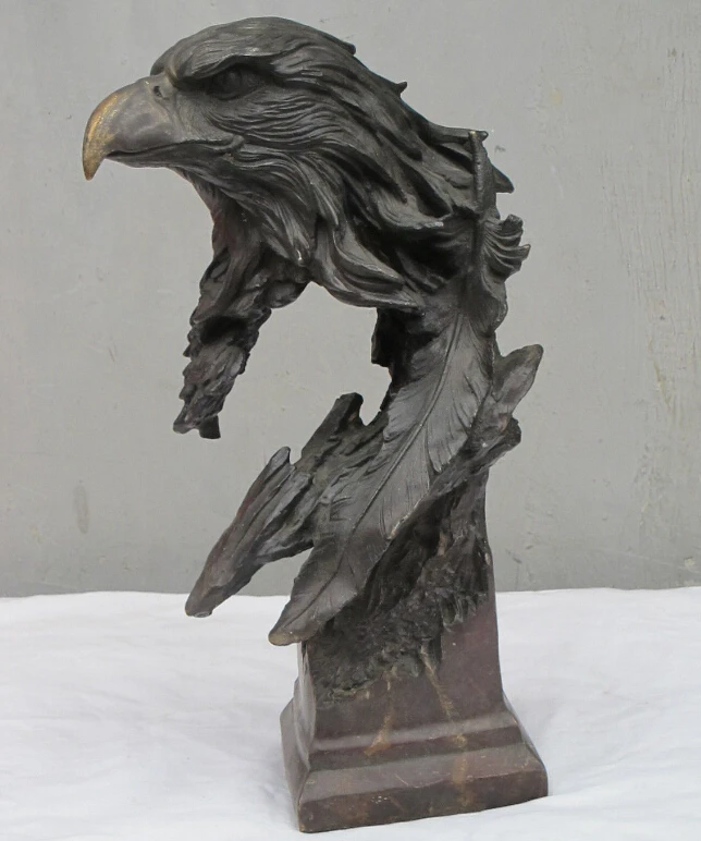

RHS0219 13.5"Red Bronze Sculptural Art goshawk head statue Eagle's Head