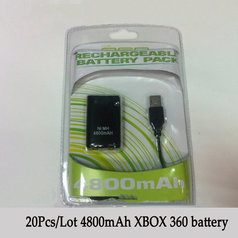 20Pcs/Lot 4800mAh Battery Pack+Charger for Xbox 360 Battery Xbox360