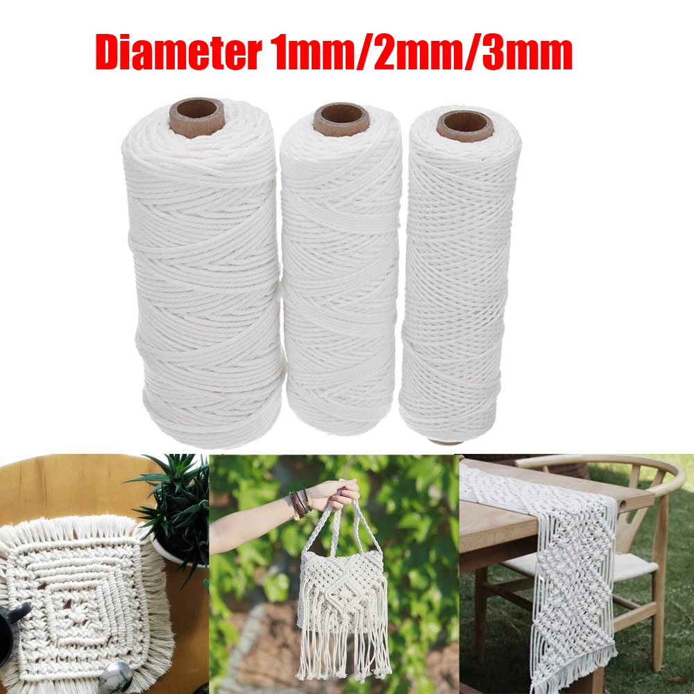 

1mm/2mm/3mm White Cotton Cord Craft Macrame Natural Twisted String Rope for for Making Jewelry, Scrapbooks, Handmade Cards, Draw