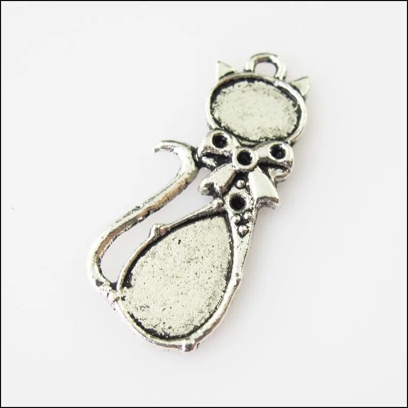 New 20Pcs Tibetan Silver Color Bow Animal Cat Charms Pendants 13x30mm | Украшения и аксессуары