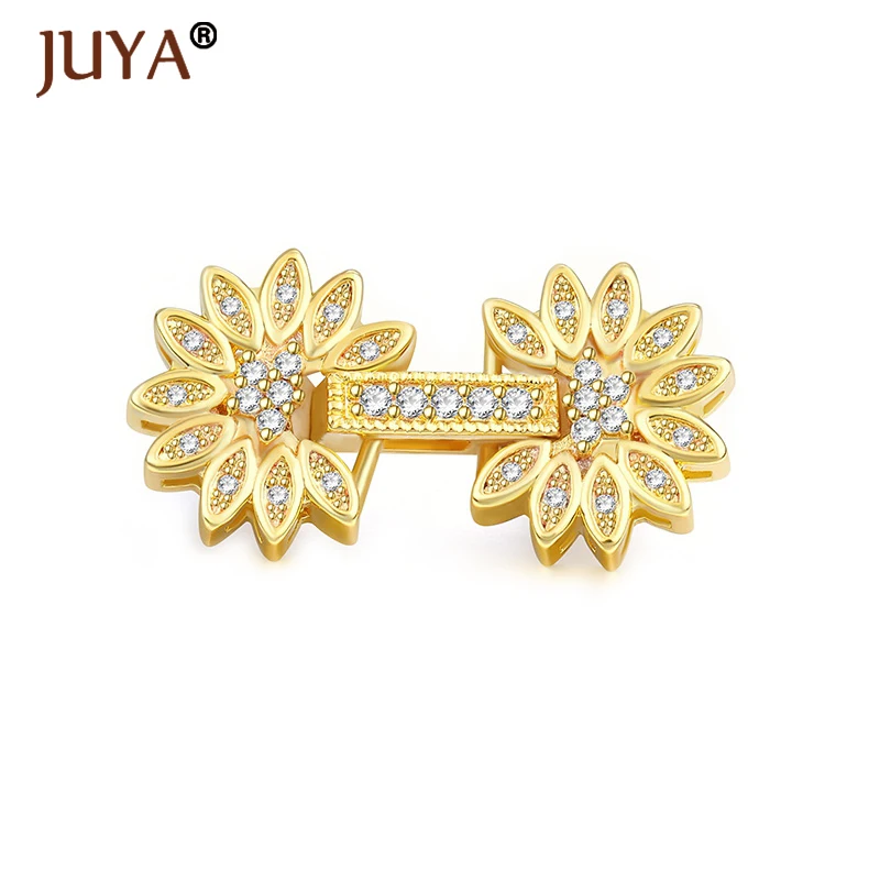 

Jewelry Making Supplies Copper Rhinestone Flower Clasps For DIY Beaded Chain / Pearls Bracelet Necklace Accessories Findings