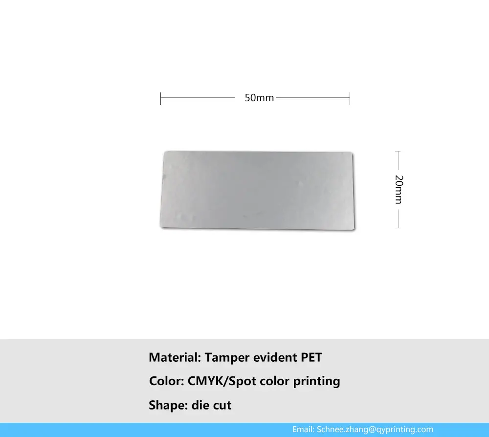 50 шт./лот, 50x20 мм, серебряная этикетка для вскрытия, видимая печать, предупреждающая этикетка, наклейка, не принимается, если печать разбита, серебряная пустота, открытая лента