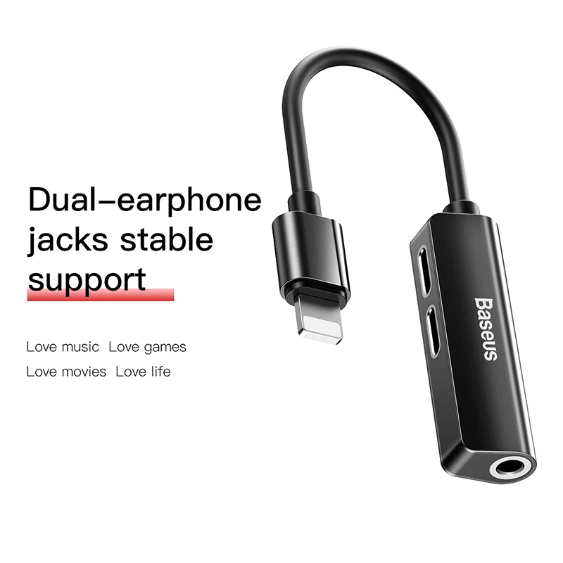 Baseus аудио Aux адаптер для iphone Xs Max Xr 8X7 Plus OTG кабель Jack de 3 5 мм auriculares carga para