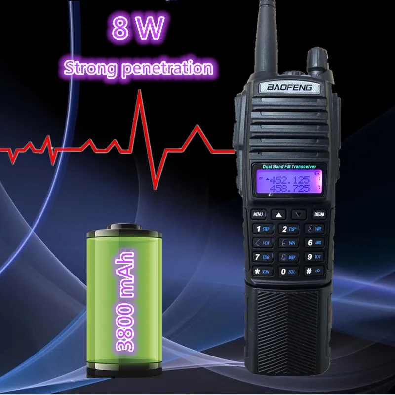 1/2/3 шт. BAOFENG UV-82 8 Вт 3800 мА/ч, иди и болтай Walkie Talkie радио 10 км двойной PTT UHF VHF Ham CB радио FM трансивер Walkie Talkie двухстороннее радио высокое Мощность передатчик УФ