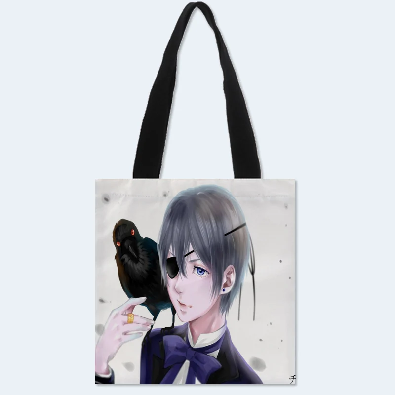 

HEARMNY Custom Black Butler Tote Bag Double-sided printed Linen Casual Canvas Tote Bag Women's Handbags