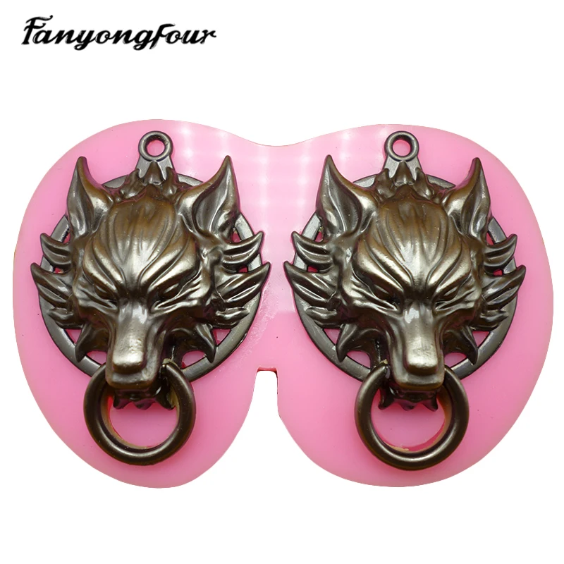 

Wolf head knocker Handle fondant cake silicone molds, chocolate, candy, soap mold free shipping