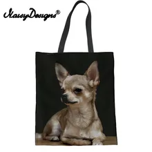 NoisyDesigns Kawaii 3D принт чихуахуа, женские льняные сумки для покупок, модные женские вместительные экологически чистые сумки
