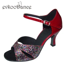 5 различных цветов evkoo танец PU блеск Meduim ширина 6 см 7 см 8 см туфли для латинских танцев женщина NL035