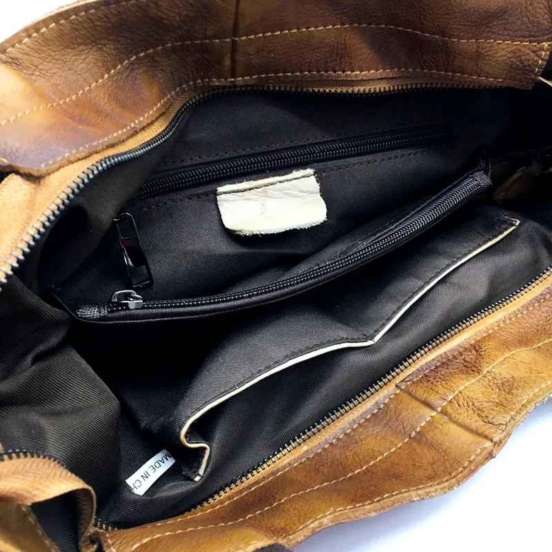 AETOO Leather handbags new top layer leather color retro irregular stitching simple casual slung shoulder bag