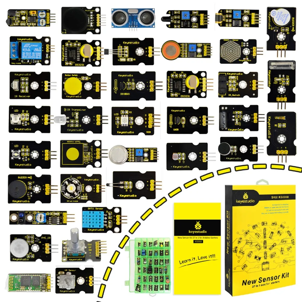 Keyestudio 37 in 1 One Sensor Kit Starter Kit for Arduino Programming Education/Arduino Project Kit +37 Projects+PDF+Video line hunting sensor module for arduino works with official arduino boards