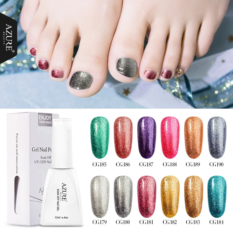 Azure Beauty 12ml Platinum Color Nail Gel Varnish Semi Permanent Art Glitter Pearl polish Lacquer Soak off UV Arts |