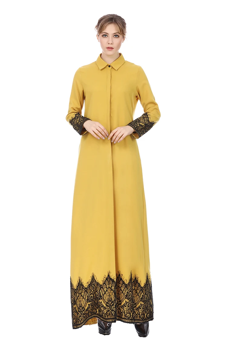 Элегантный мусульманин Кружева Макси Абаи пуговицы Вечернее платье кардиган длинные халаты кимоно Jubah Рамадан арабских Исламская