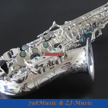 Профессиональный посеребренный Bb сопрано изогнутый саксофон H igh F# ключи