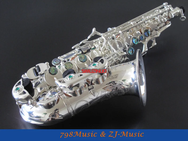 

NEW Professional Silver Plated Bb Soprano Curved Saxophone H igh F# Keys