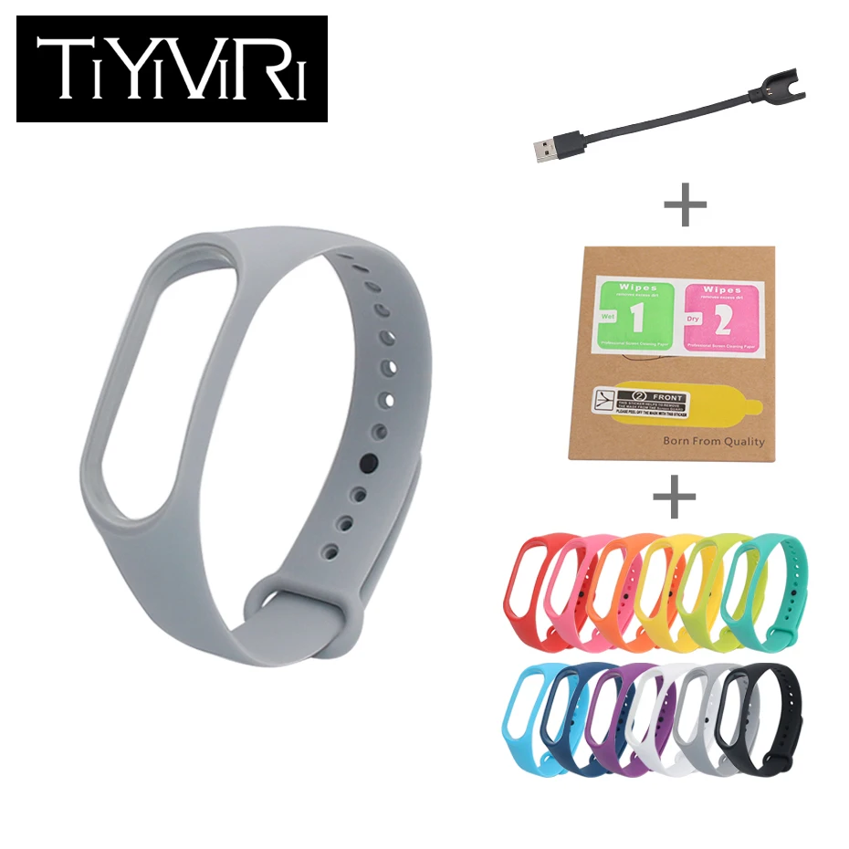 

Strap For Xiaomi Mi Band 3 Replace Silicone Strap Mi Band 3 Charger Cable Screen Protector Film Mi Band 3 Correa Accessories