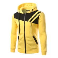 And men irregular twill splicing bump color zipper cardigan hooded fleece jacket