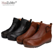 HUIZUMEIHot/распродажа; ботильоны ручной работы; ботинки без застежки в стиле ретро; Модные женские Ботинки Martin из мягкой натуральной кожи для мужчин