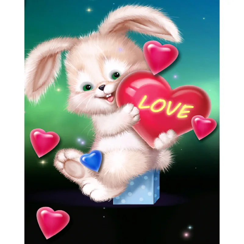 

DIY 5D Diamond Mosaic Painting Cute Rabbit Animal Pattern Full Rhinestones Embroidery Kit Home Decoration Children Hobby Crafts