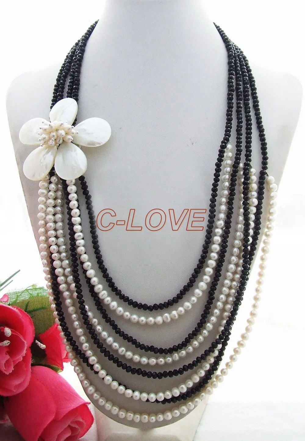 

5Amazing! Pearl&Shell&Crystal Necklace free shippment