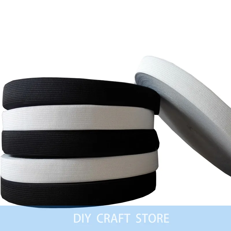 

Soft Knit Braided Elastic Webbing Band, White and Black, Colored Garment Accessories, 38 m, 20mm