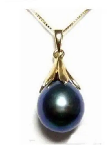 

Hot sale new Style >>>>>Elegant rare black sea shell pearl pendant necklace