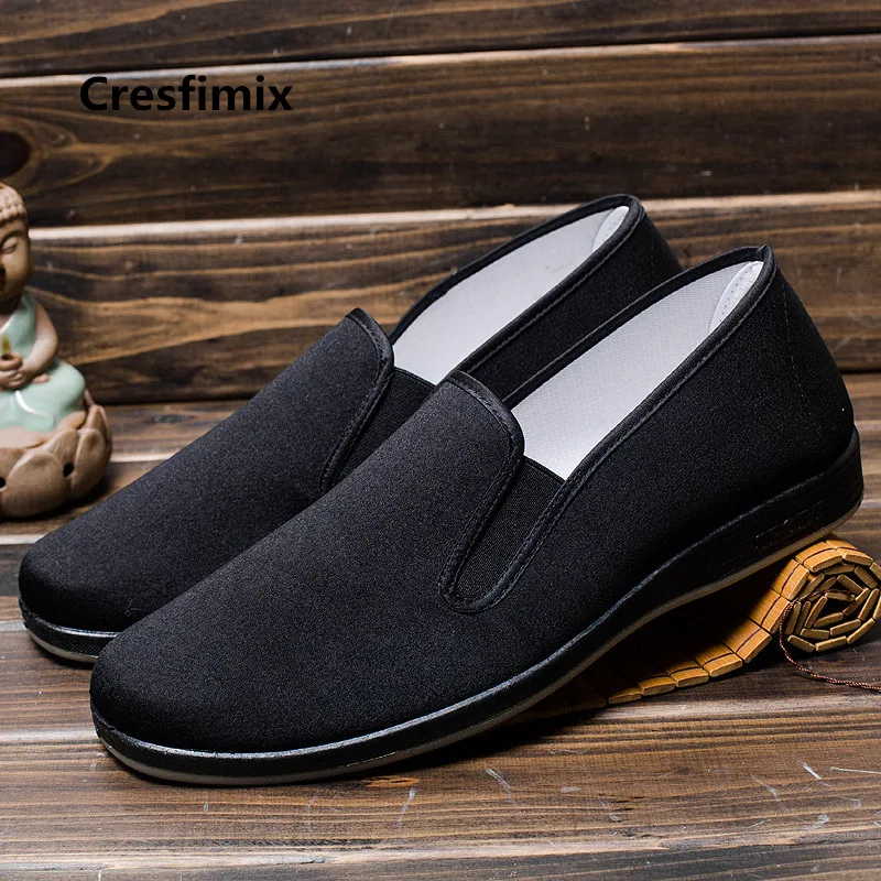 Cresfimix mannelijke schoenen/Мужская модная Нескользящая черная Тканевая обувь Мужская