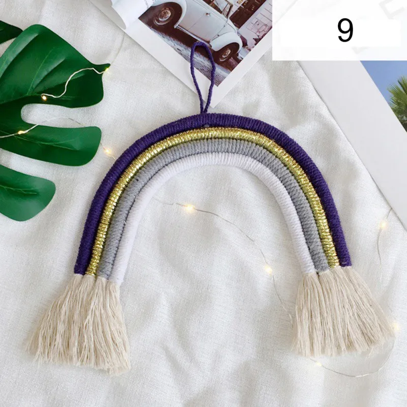 Скандинавские плетеные радужные настенные гобелены с кисточкой макраме ручной работы, вязаные подвесные настенные художественные украшения для детской комнаты в подарок