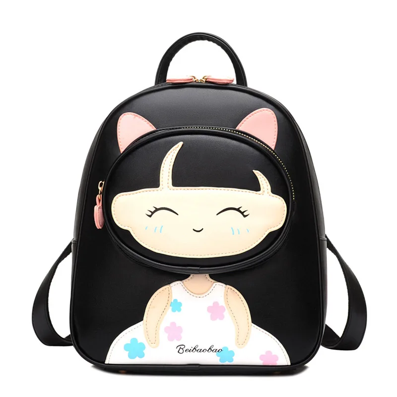 

Beauty Girls Teenagers School Bags Print Women Backpacks 2016 PU Leather Fashion Ladies Travel Bags With Pocket