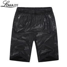 LOMAIYI мужские шорты с карманами на молнии летняя дышащая камуфляжная одежда мужские повседневные Черные камуфляжные укороченные брюки AM223