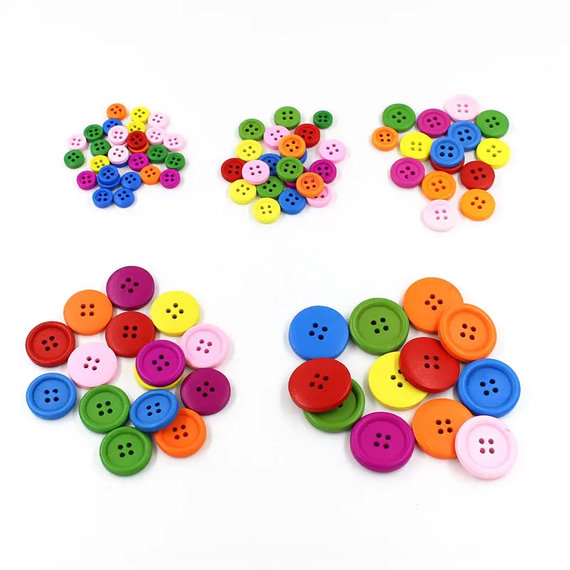 

30/50PCS/pack multicolor Wooden Buttons 4-holes wood button for craft DIY baby apparel accessories botones Craft DIY Scrapbook