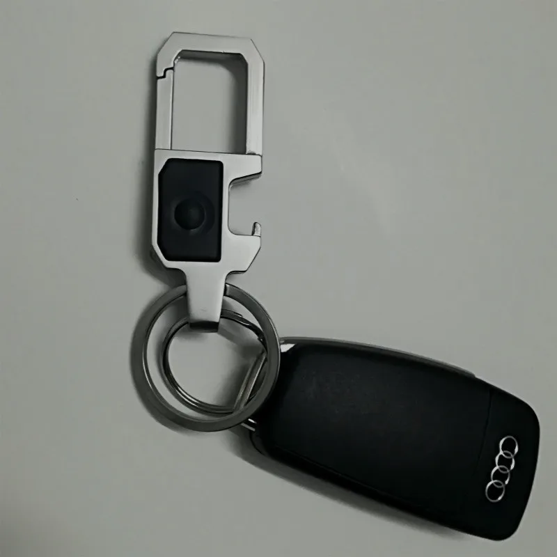 

BYCOBECY Male Key Holder Car Stainless Steel Key Wallet Creative Multifunctional Bottle Opener LED With Light Metal Key Holder