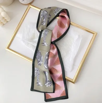2019 Модный облегающий длинный шелковый шарф в горошек для женщин, повязка на голову