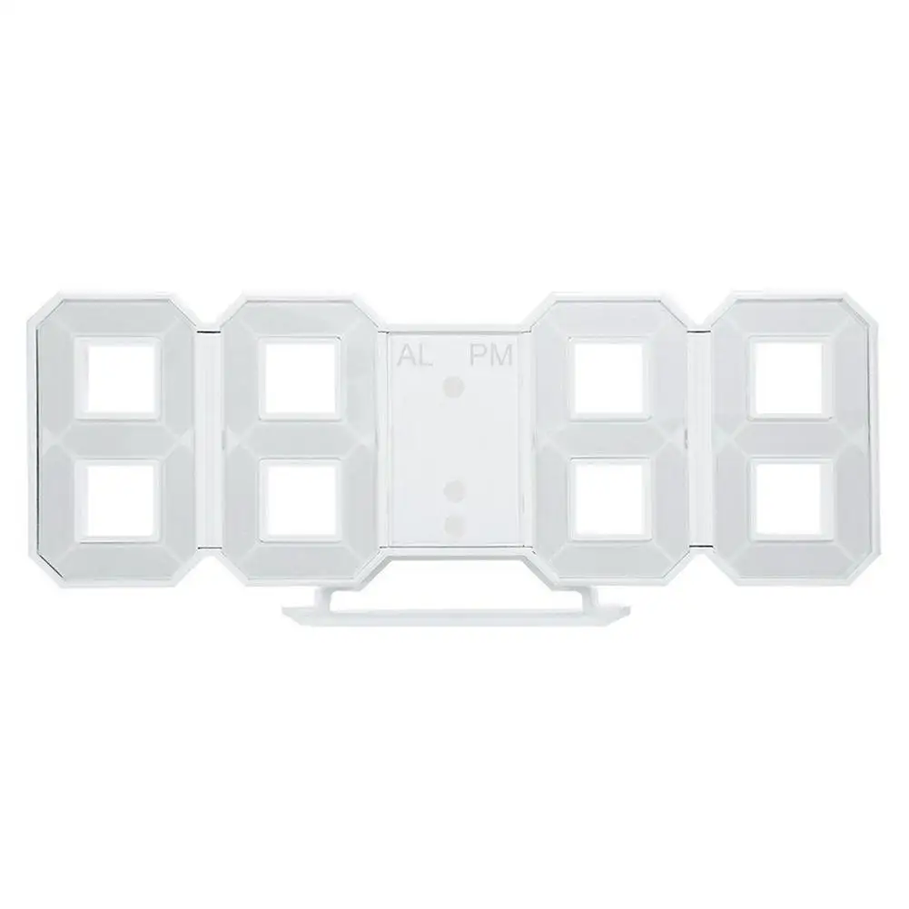 LED Digital Alarm Clocks Big Digit 3D Table Wall Clock 8 Shape
