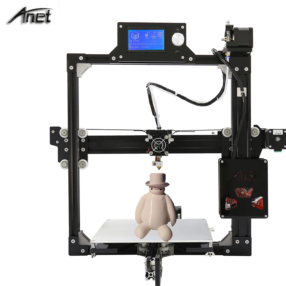 Anet A2 3D Printer DIY Prusa i3 Aluminum Metal 3D Printer Kit 220*220*220/220*270*220mm LCD 2004/12864 Option with Filament