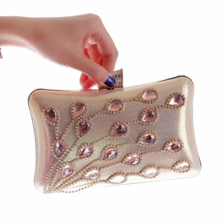

Women's Cute and Versatile Evening Clutch with Luxury Diamonds, Evening Handbags with Removable Chain