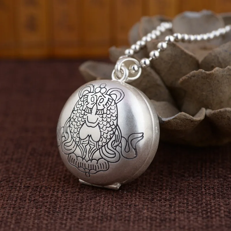 

2019 Accented Alexandrite Fairy The Golden Deer Honk Box Pendant Fine 990 Matte Antique Style Buddhism In Pisces Mantra